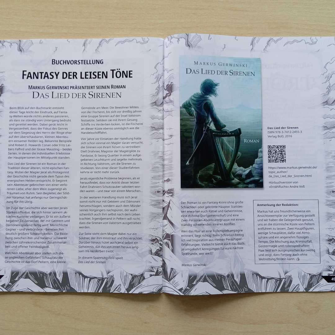 [Buchvorstellung "Das Lied der Sirenen" im Weltenwanderer-Magazin, Ausgabe 6/2025]